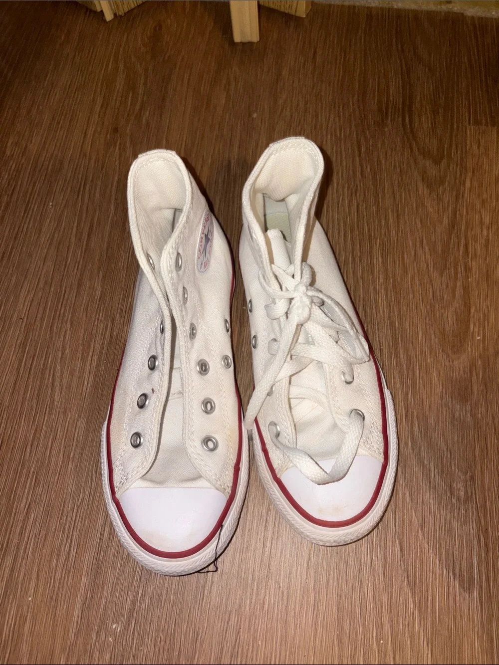 Converse Kids White High-Top Sneakers with Red Trim
